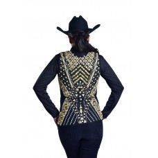 Carly Hand Embroidered Gold Rhinestone Show Vest - V209999